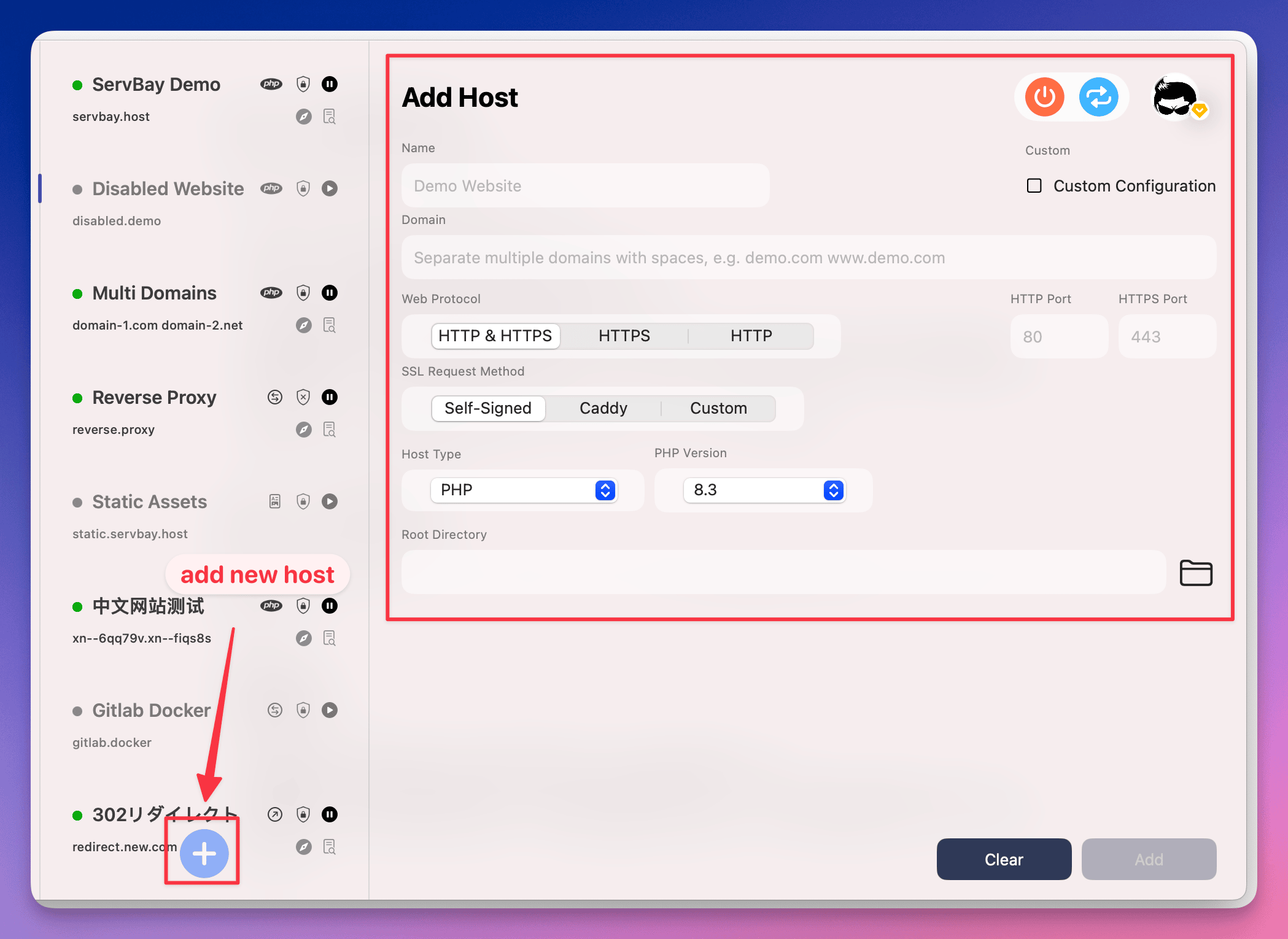 Añadiendo un Sitio Web de Forma Personalizada