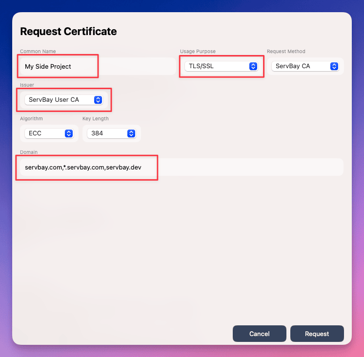 Apply for SSL certificate through ServBay