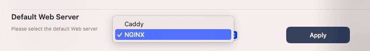 Selecting NGINX as the default web server
