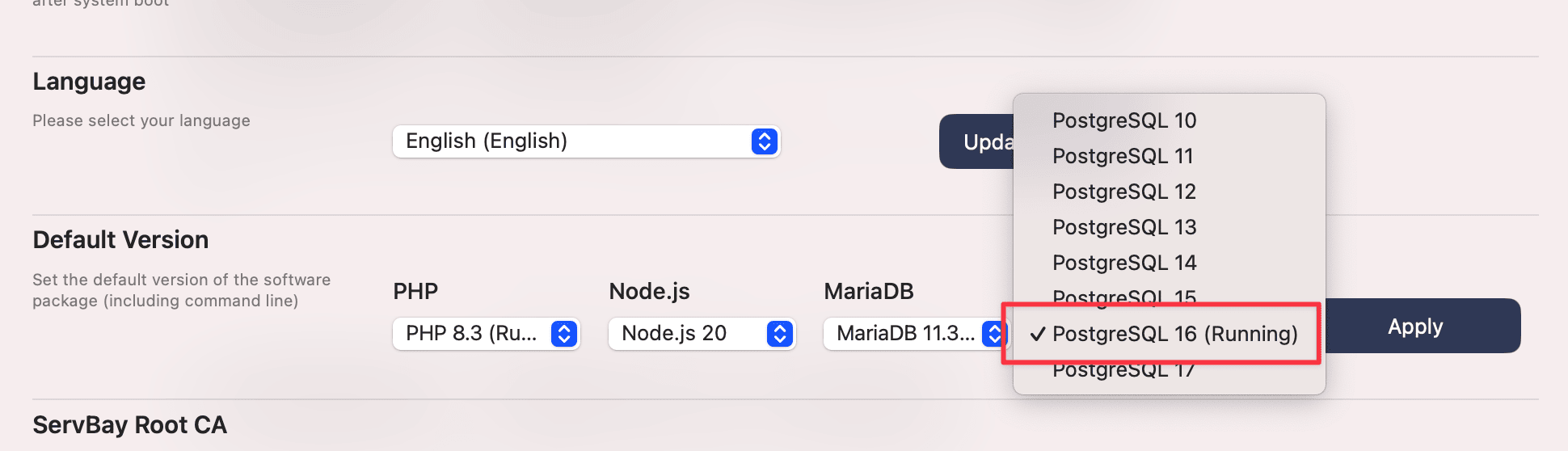 Comment changer la version par défaut de PostgreSQL