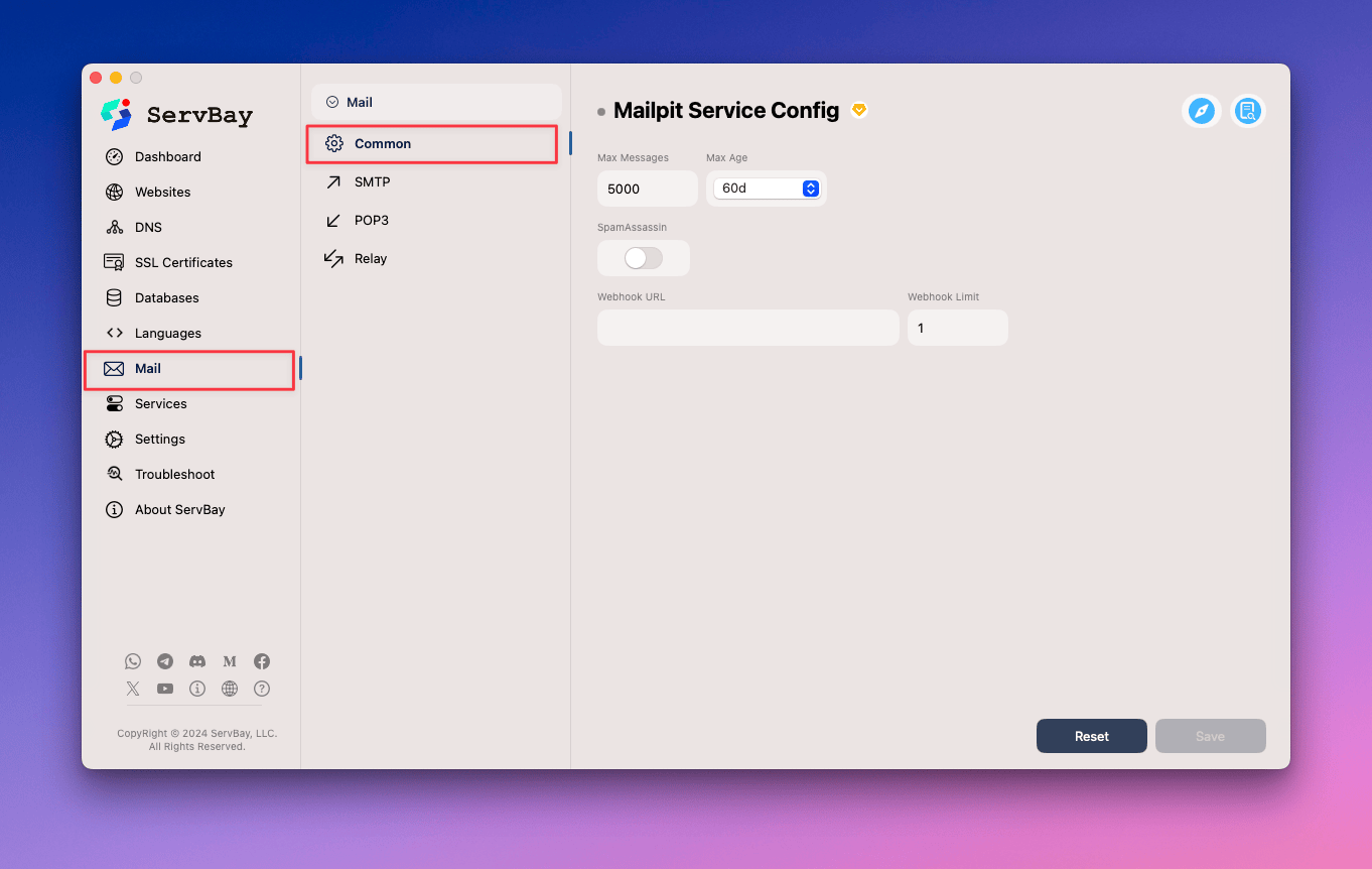 How to adjust basic Mailpit settings