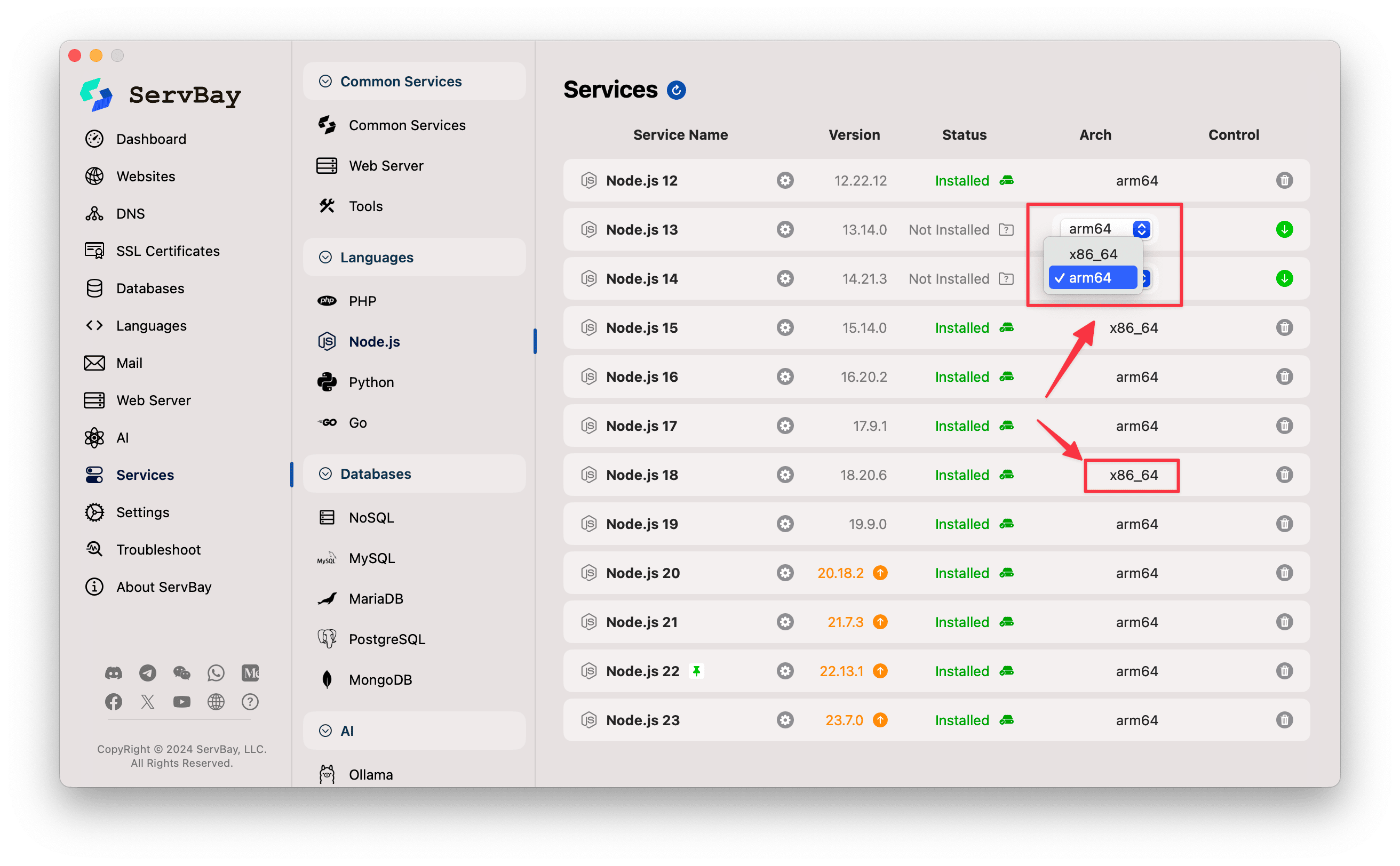 How to install the x86_64 version of Node.js