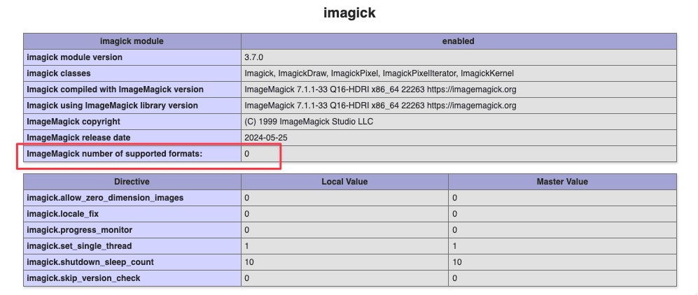 ImageMagick number of supported formats: 0