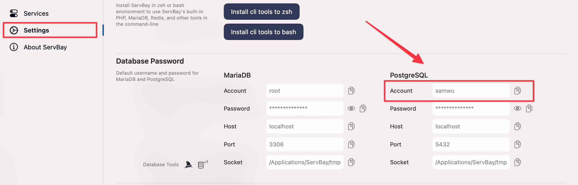 Guida per reimpostare la password del database