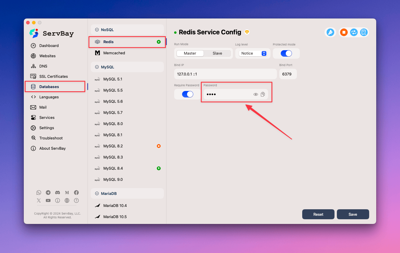 How to reset the Redis password