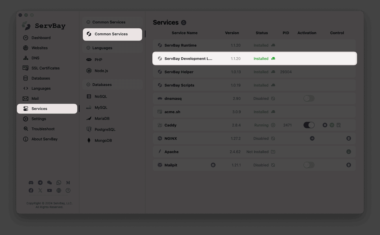 How to install ServBay Development Library