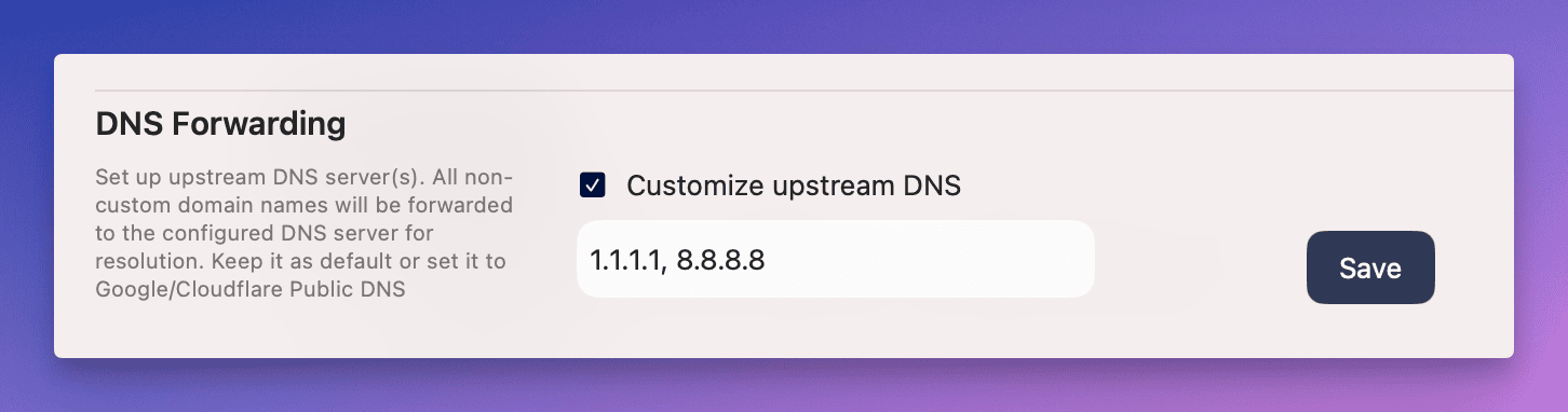 Konfigurieren des Upstream-Forwarding-Servers