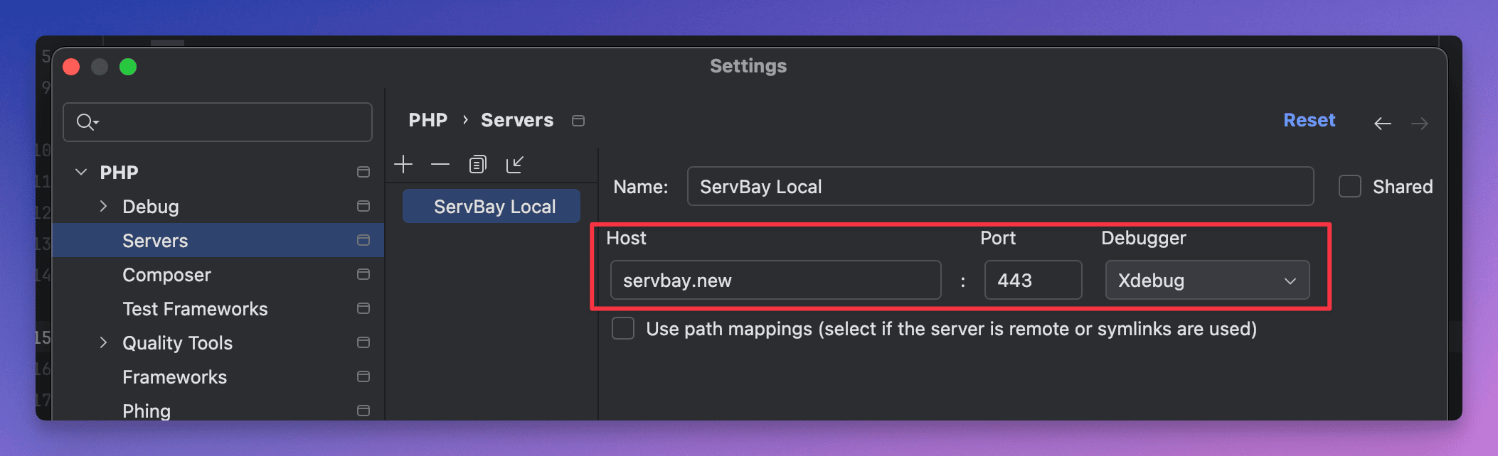 Como habilitar o módulo Xdebug incluído no ServBay